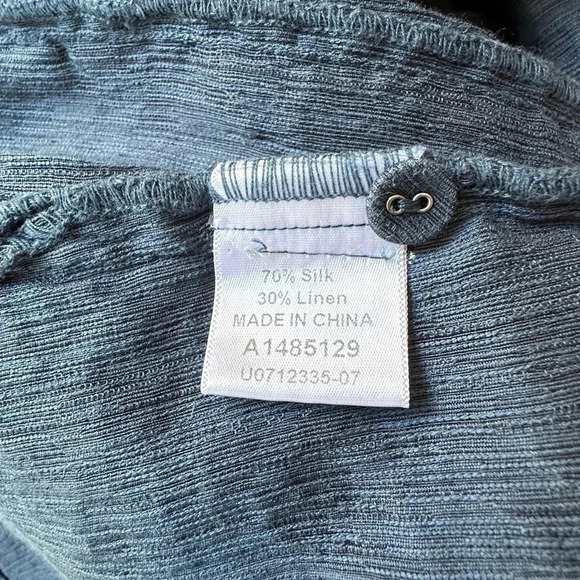 KLEĒN | NWOT | SILK & LINEN LONG SLEEVED PLEATED TOP BLOUSE | SIZE: LARGE - Picture 7 of 8